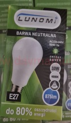 Żarówka Eko LED E27/ 10W neutralna