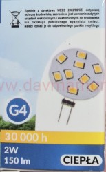 Żarówka Eko LED G4/ 2W 12V ciepła