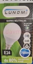 Żarówka Eko LED kulka E14/ 8W neutralna