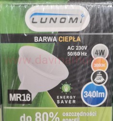 Żarówka Eko LED MR16/ 4W 230V ciepła